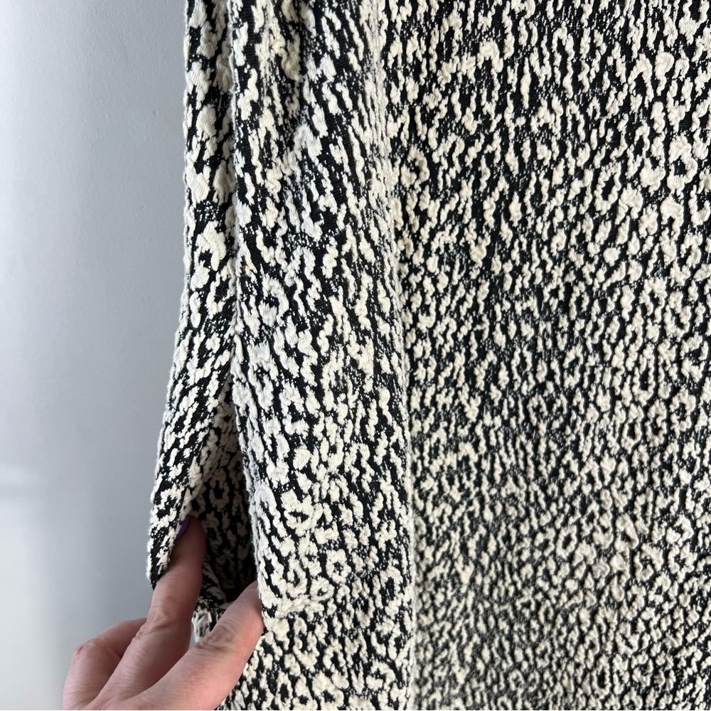 J MCLAUGHLIN XL Swing Dress Black Ivory Jacquard Leopard Print Mock Neck Mod EUC - Picture 11 of 12